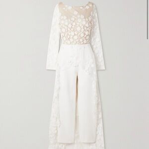 Rime Arodaky Floral Lace Bridal Jumpsuit